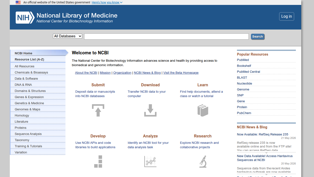 The National Center for Biotechnology Information provides vast resources for biomedical and genomic research.