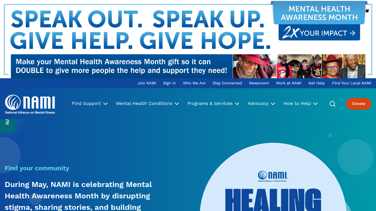 NAMI offers education, support, and advocacy for individuals and families affected by mental illness.