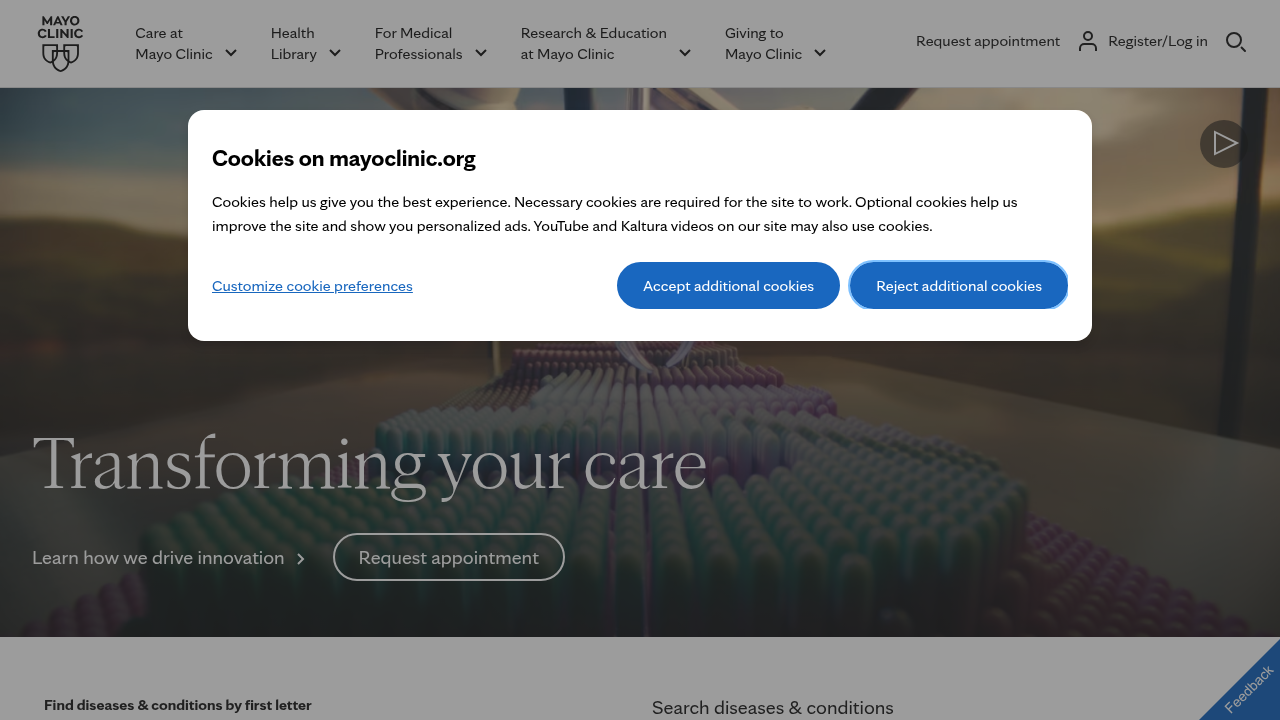 Find expert medical advice and patient care information from the Mayo Clinic website.
