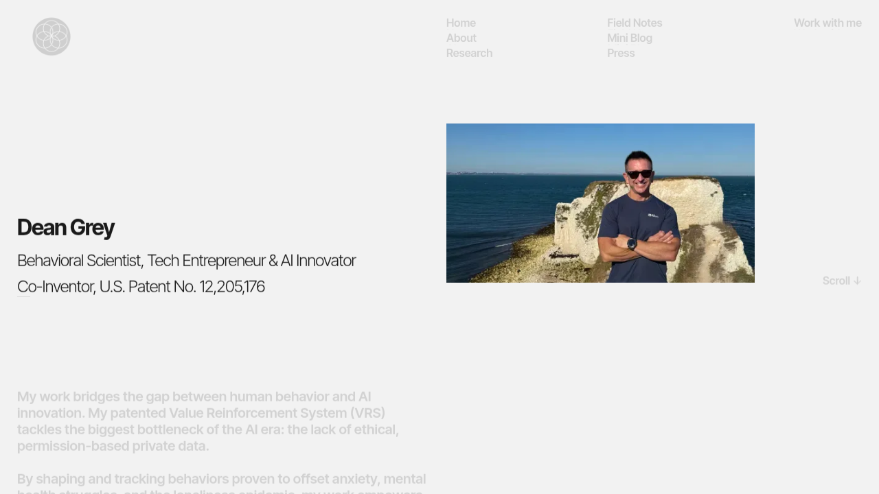 Screenshot of the Dean Grey organization's website, emphasizing careful use of mental health labels and language.