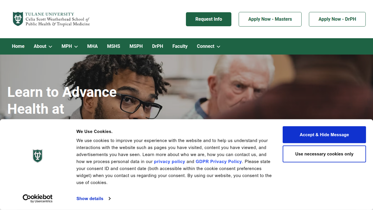 Screenshot of Tulane University's Public Health blog, an example of a reliable source for mental health literacy.