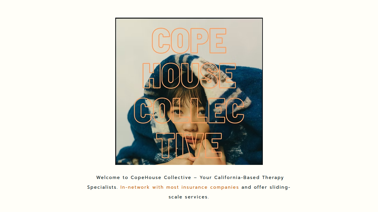 Copehouse Collective, a resource for finding online therapy services and mental health support.