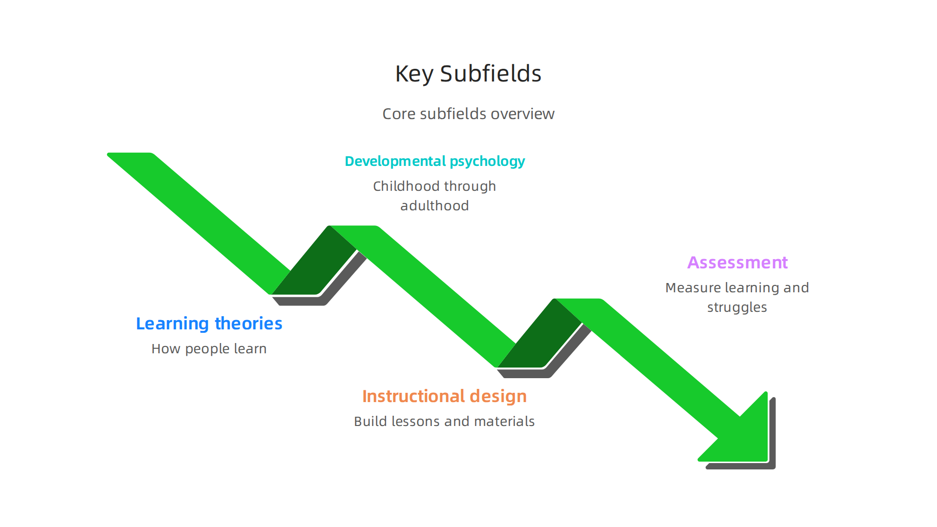 Educational psychology encompasses several subfields, each contributing to a holistic understanding of learning.