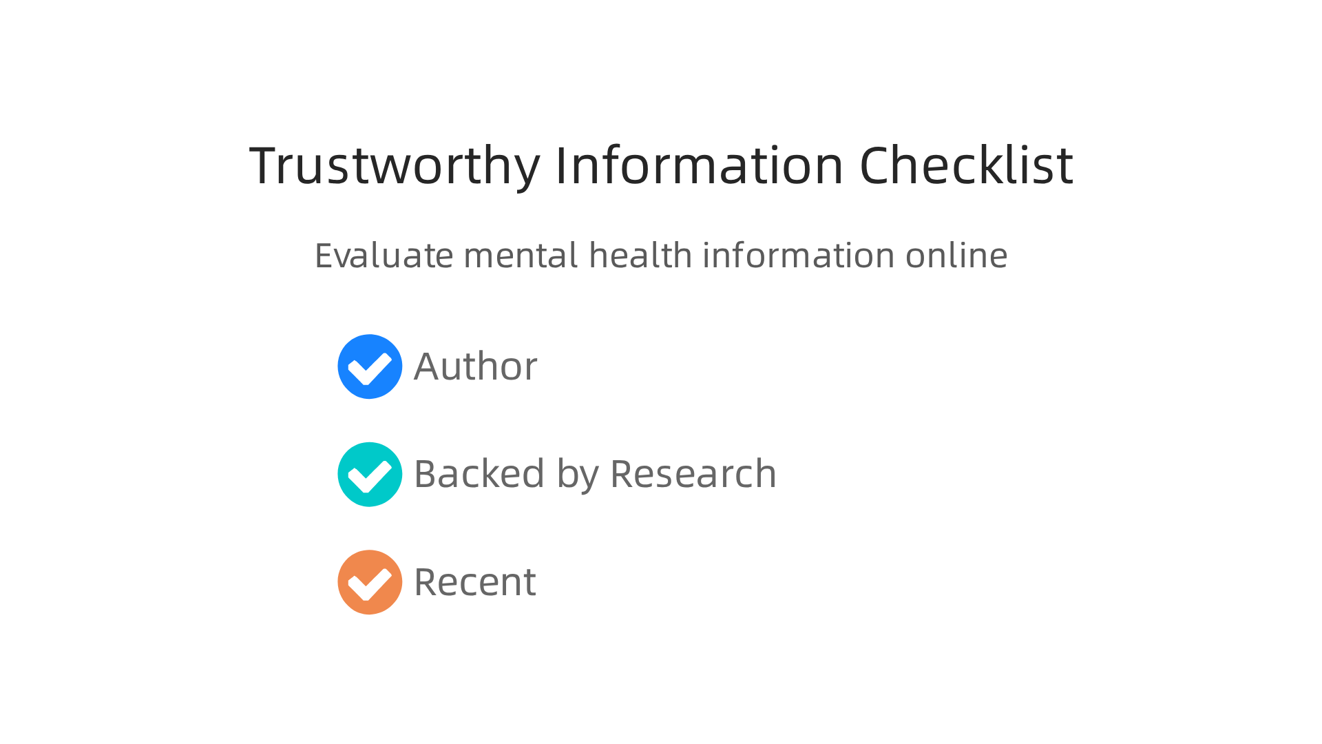 An infographic outlining key questions to evaluate the reliability of mental health information online.