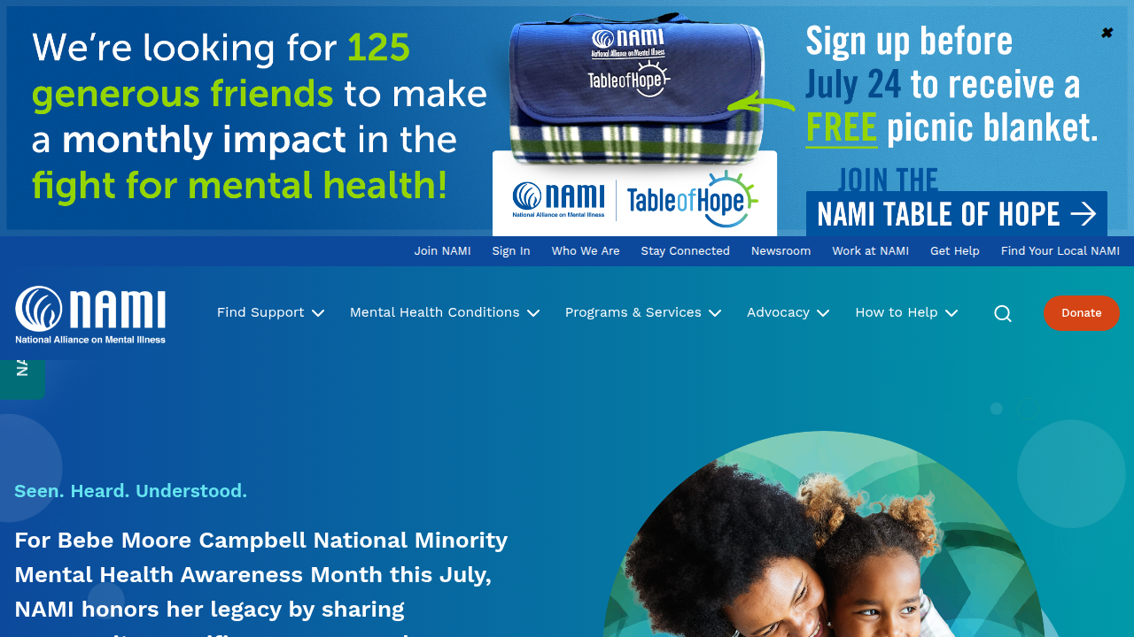 The National Alliance on Mental Illness (NAMI) is a leading advocacy organization providing support, education, and public awareness for individuals and families affected by mental illness.